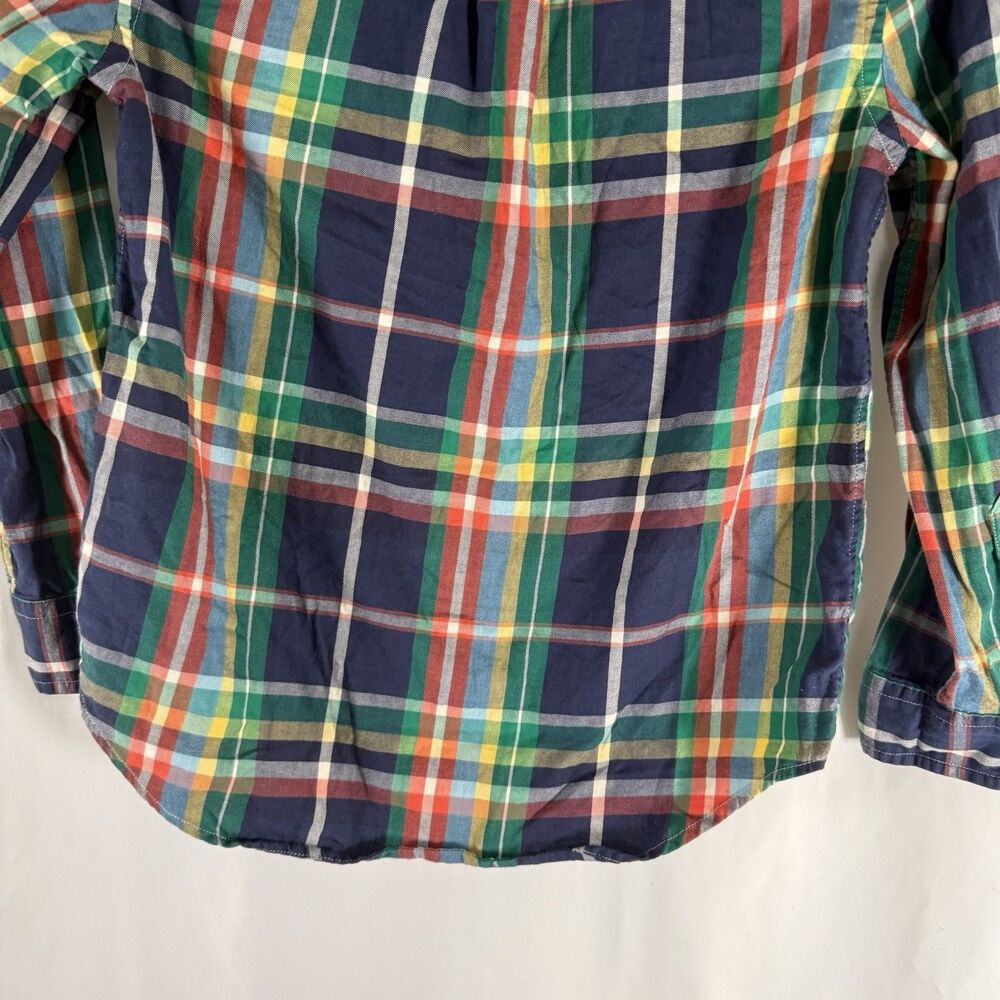 Ralph Lauren Dress Shirt Boys Medium 10-12 Blue Green Plaid Long Sleeve Cotton - Picture 7 of 9